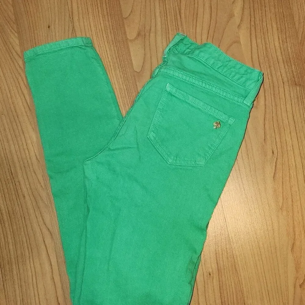 Kate Spade Bright Green Play Hooky Perry Street Denim Capris || Sz 27 GUC - Picture 3 of 15